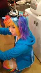Size: 576x1024 | Tagged: safe, photographer:bunnyoxo, rainbow dash, human, g4, clothes, converse, cosplay, costume, irl, irl human, photo, shoes, solo