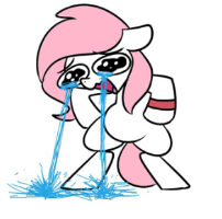Size: 202x200 | Tagged: safe, artist:sugar morning, color edit, edit, oc, oc only, oc:sugar morning, pegasus, pony, bipedal, colored, cropped, crying, ocular gushers, shitposting, solo, thank you