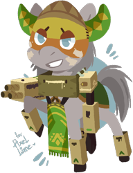 Size: 706x918 | Tagged: safe, artist:thane corst, oc, oc only, oc:pixel lime, earth pony, pony, cake, clothes, costume, digital art, female, food, halloween, halloween costume, holiday, horn, mare, overwatch, raised hoof, simple background, solo, transparent background