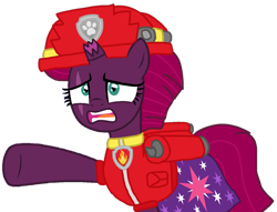 Size: 1337x1022 | Tagged: safe, artist:徐詩珮, fizzlepop berrytwist, tempest shadow, pony, unicorn, series:sprglitemplight diary, series:sprglitemplight life jacket days, series:springshadowdrops diary, series:springshadowdrops life jacket days, g4, alternate universe, base used, clothes, cute, marshall (paw patrol), paw patrol, simple background, transparent background