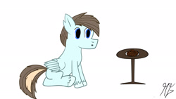Size: 1920x1080 | Tagged: safe, artist:matyas451, oc, oc only, oc:sweet cookie, pegasus, pony, cookie, digital art, digital drawing, food, pegasus oc, ponysona, simple background, sitting, solo, white background