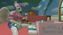 Size: 3840x2160 | Tagged: safe, artist:northern haste, princess flurry heart, alicorn, anthro, g4, 3d, 4k, abdl, adult foal, baby powder, breasts, diaper, diaper fetish, female, fetish, foal powder, high res, non-baby in diaper, older, pacifier, rattle, source filmmaker