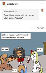 Size: 756x1195 | Tagged: safe, artist:ask-luciavampire, oc, bat pony, earth pony, pony, vampire, vampony, tumblr:ask-the-pony-gamers, ask, card game, tumblr