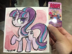 Size: 2048x1536 | Tagged: safe, artist:agnesgarbowska, photographer:yamakenic, starlight glimmer, g4, the cutie map, equal cutie mark, tokyo comic con, traditional art, watercolor painting