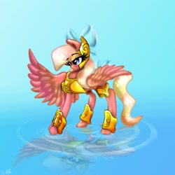 Size: 1024x1024 | Tagged: safe, artist:kiwwsplash, oc, oc only, pegasus, pony, armor, one wing out, pegasus oc, solo, wings