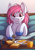 Size: 2894x4093 | Tagged: safe, artist:sugaryviolet, oc, oc:evening skies, oc:habile, deer, deer pony, original species, pegasus, pony, adorable face, bed, bed hair, bedroom, blanket, bread, breakfast, breakfast in bed, butter, buttered toast, carrot, chest fluff, couple, cute, daaaaaaaaaaaw, deer oc, drink, drinking glass, egg (food), excited, food, fried egg, giant pony, glass, happy, imminent vore, juice, macro, macro/micro, micro, orange juice, pea, pegasus oc, pillow, plate, raised hoof, shipping, size difference, tail wiggle, tiny deer, toast, vegetables, vore, wings