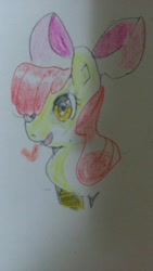 Size: 576x1024 | Tagged: safe, artist:kizironohakaba, apple bloom, earth pony, pony, g4, colored pencil drawing, female, solo, traditional art