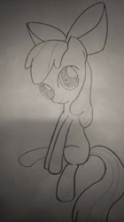 Size: 431x768 | Tagged: safe, artist:jackknife811135, apple bloom, earth pony, pony, g4, adorabloom, cute, female, pencil drawing, solo, traditional art