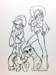 Size: 768x1024 | Tagged: safe, artist:m_wxy, applejack, earth pony, human, equestria girls, g4, pen drawing, traditional art