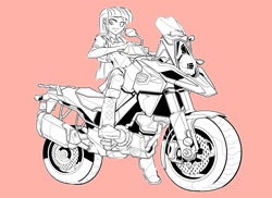 Size: 1200x874 | Tagged: safe, artist:tyuubatu, twilight sparkle, equestria girls, g4, detailed, digital art, motorcycle