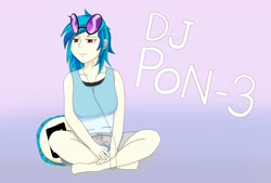 Size: 3496x2362 | Tagged: safe, artist:iroenpitu_nico, dj pon-3, vinyl scratch, human, equestria girls, g4, digital art, glasses, headphones, high res, humanized, ipod, listening, music