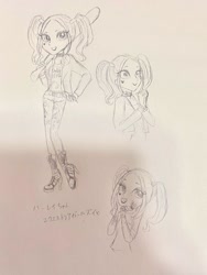 Size: 1536x2048 | Tagged: safe, artist:tsuyu_nyanko, equestria girls, g4, crossover, harley quinn, japanese, pencil drawing, traditional art