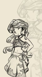 Size: 279x512 | Tagged: safe, artist:alazak, sunset shimmer, human, equestria girls, g4, belly button, bikini, clothes, female, humanized, monochrome, solo, swimsuit, zoom layer