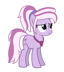 Size: 2652x2962 | Tagged: safe, artist:chomakony, oc, oc only, oc:zoasie, earth pony, pony, earth pony oc, female, high res, mare, ponytail, scissors, show accurate, simple background, smiling, solo, tail, transparent background