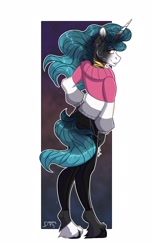 Size: 1326x2160 | Tagged: safe, artist:dreaming_flys, oc, oc only, anthro, smiling, solo, unshorn fetlocks
