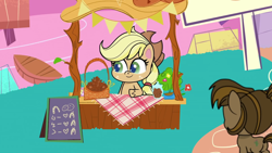 Size: 1920x1080 | Tagged: safe, screencap, applejack, desert weave, earth pony, pony, death of a sales-pony, g4.5, my little pony: pony life