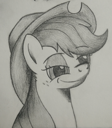 Size: 2340x2677 | Tagged: safe, artist:naen, applejack, earth pony, pony, g4, female, high res, mare, pencil drawing, sketch, smiling, smug, solo, traditional art