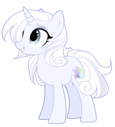 Size: 2323x2581 | Tagged: safe, artist:mint-light, oc, oc only, pony, unicorn, hair over one eye, high res, horn, simple background, smiling, solo, transparent background, unicorn oc
