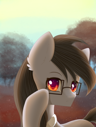 Size: 2700x3600 | Tagged: safe, artist:selmeg_._, oc, oc only, oc:silver bristle, earth pony, pony, bust, digital art, ear fluff, glasses, high res, looking at you, male, necktie, stallion