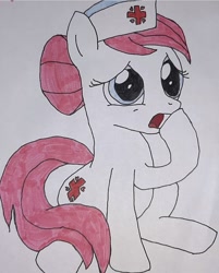 Size: 750x934 | Tagged: safe, artist:electric spark, nurse redheart, earth pony, pony, g4, female, mare, simple background, solo, traditional art, white background