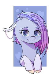 Size: 2262x3096 | Tagged: safe, artist:tomat-in-cup, oc, oc only, earth pony, pony, bust, coat markings, colored hooves, ear piercing, earth pony oc, high res, piercing, simple background, smiling, socks (coat markings), solo, transparent background