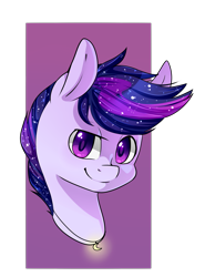 Size: 2255x3053 | Tagged: safe, artist:tomat-in-cup, oc, oc only, earth pony, pony, bust, earth pony oc, ethereal mane, high res, jewelry, necklace, simple background, smiling, solo, starry mane, transparent background