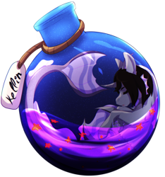 Size: 1972x2108 | Tagged: safe, artist:dark--drawz, siren, bottle, cloven hooves, commission, curved horn, eyes closed, fangs, fins, fish tail, horn, kellin quinn, male, name tag, ponified, pony in a bottle, rope, scales, simple background, sleeping, sleeping with sirens, solo, transparent background, ych result
