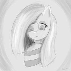 Size: 2000x2000 | Tagged: safe, artist:lunalewdie, oc, pony, anthro, clothes, eyelashes, high res, looking down, sad, sweater