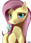 Size: 1500x2100 | Tagged: safe, artist:nixworld, fluttershy, pegasus, pony, bust, cel shading, cute, eyelashes, female, flower, looking at you, mane, mare, signature, simple background, smiling, smiling at you, solo, white background