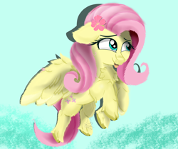 Size: 2500x2100 | Tagged: safe, artist:diamondgreenanimat0, fluttershy, g4, :p, amazing, blue background, eye, eyes, flying, green eyes, hair, high res, pretty, remake, simple background, tongue out