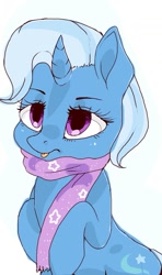 Size: 705x1189 | Tagged: safe, artist:rine_li, trixie, pony, unicorn, g4, clothes, cute, digital art, horn, scarf, tongue out