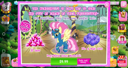 Size: 2034x1080 | Tagged: safe, gameloft, candy cloud, sweetie belle, swift vanilla, pegasus, pony, unicorn, g4, advertisement, bundle, clothes, costs real money, female, filly, gem, introduction card, magic coins, mare, uniform, wonderbolts, wonderbolts uniform