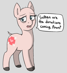 Size: 1021x1114 | Tagged: safe, artist:heretichesh, oc, oc:make a wish, earth pony, pony, bags under eyes, bald, cancer (disease), dialogue, female, furless, mare, sad, sick, solo, text