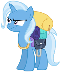 Size: 2249x2667 | Tagged: safe, artist:tardifice, trixie, pony, g4, to where and back again, backpack, female, high res, simple background, solo, transparent background, trixie is not amused, unamused, vector