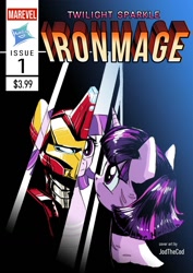 Size: 1024x1448 | Tagged: safe, artist:jodthecod, twilight sparkle, g4, comic, commission, cover art, fanfic, heart forged of iron, iron man, magazine cover, superhero