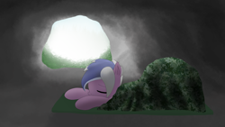 Size: 3840x2160 | Tagged: safe, artist:astralr, oc, oc only, bat pony, pony, bat pony oc, bat wings, blanket, cave, female, high res, sleeping, solo, wings