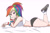 Size: 2458x1621 | Tagged: safe, artist:sumin6301 edits, color edit, edit, editor:michaelsety, rainbow dash, equestria girls, g4, breasts, busty rainbow dash, clothes, colored, converse, female, human coloration, light skin, light skin edit, looking at you, open mouth, sexy, shoes, simple background, solo, sports bra, sports panties, white background