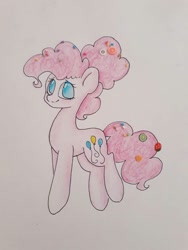 Size: 768x1024 | Tagged: safe, artist:hapinkie, pinkie pie, earth pony, pony, g4, colored pencil drawing, female, older, solo, traditional art