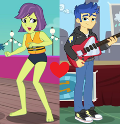 Size: 808x838 | Tagged: safe, edit, edited screencap, screencap, flash sentry, victoria, best trends forever, equestria girls, equestria girls specials, g4, my little pony equestria girls: better together, my little pony equestria girls: spring breakdown, barefoot, clothes, converse, electric guitar, feet, female, flashtoria, guitar, lifejacket, male, musical instrument, shipping, shipping domino, shoes, straight, swimsuit