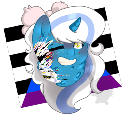 Size: 6000x5600 | Tagged: safe, artist:bladedeehunter, oc, oc:fleurbelle, alicorn, pony, adorabelle, alicorn oc, bow, chest fluff, cute, female, flag, hair bow, horn, mare, one eye closed, pride, pride flag, simple background, straight ally flag, transparent background, wings, yellow eyes