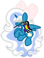 Size: 560x740 | Tagged: safe, artist:chocolateheartlu, oc, oc:fleurbelle, alicorn, pony, alicorn oc, bow, female, hair bow, horn, mare, mouth hold, pride, pride flag, simple background, straight ally flag, transparent background, wings