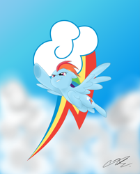 Size: 3947x4905 | Tagged: safe, artist:sweetietwily19, part of a set, rainbow dash, pegasus, pony, g4, absurd resolution, cloud, cutie mark, cutie mark background, female, flying, mare, sky, solo, spread wings, windswept mane, wings