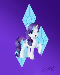 Size: 3942x4905 | Tagged: safe, artist:sweetietwily19, part of a set, rarity, pony, unicorn, g4, absurd resolution, cutie mark, cutie mark background, female, mare, open mouth, purple background, simple background, solo