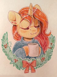 Size: 2160x2884 | Tagged: safe, artist:trickate, oc, oc only, pony, unicorn, high res, mug, solo, traditional art