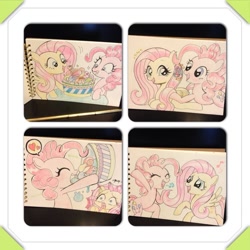 Size: 1000x1000 | Tagged: safe, artist:mxeiliexm, fluttershy, pinkie pie, g4, colored pencil drawing, traditional art