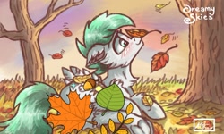 Size: 1080x647 | Tagged: safe, alternate version, artist:dreamyskies, oc, oc only, oc:dreamer skies, pegasus, pony, 3ds, autumn, beautiful, cute, forest, happy, leaves, male, ocbetes, peaceful, quick draw, smiling, solo, stallion