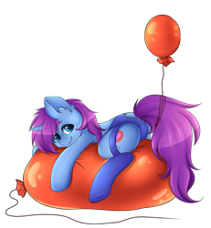 Size: 2500x2700 | Tagged: safe, artist:sakuro24, oc, oc only, oc:mobian, pony, unicorn, balloon, balloon fetish, balloon riding, butt, clothes, commission, cute, femboy, fetish, garter belt, high res, lingerie, male, party balloon, plot, simple background, solo, stallion, string, that pony sure does love balloons, transparent background, ych result