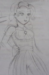 Size: 1975x3008 | Tagged: safe, artist:wrath-marionphauna, pinkie pie, human, g4, clothes, dress, humanized, pencil drawing, sketch, traditional art