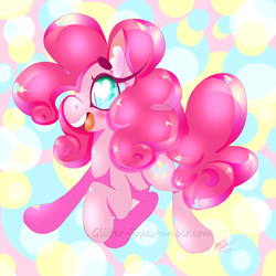 Size: 1500x1500 | Tagged: safe, artist:glitterpastelfoxes, pinkie pie, earth pony, pony, g4, colored pupils, cute, diapinkes, ear fluff, female, heart eyes, mare, open mouth, solo, wingding eyes