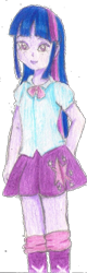 Size: 333x1044 | Tagged: safe, artist:wrath-marionphauna, twilight sparkle, equestria girls, g4, colored pencil drawing, smiling, traditional art